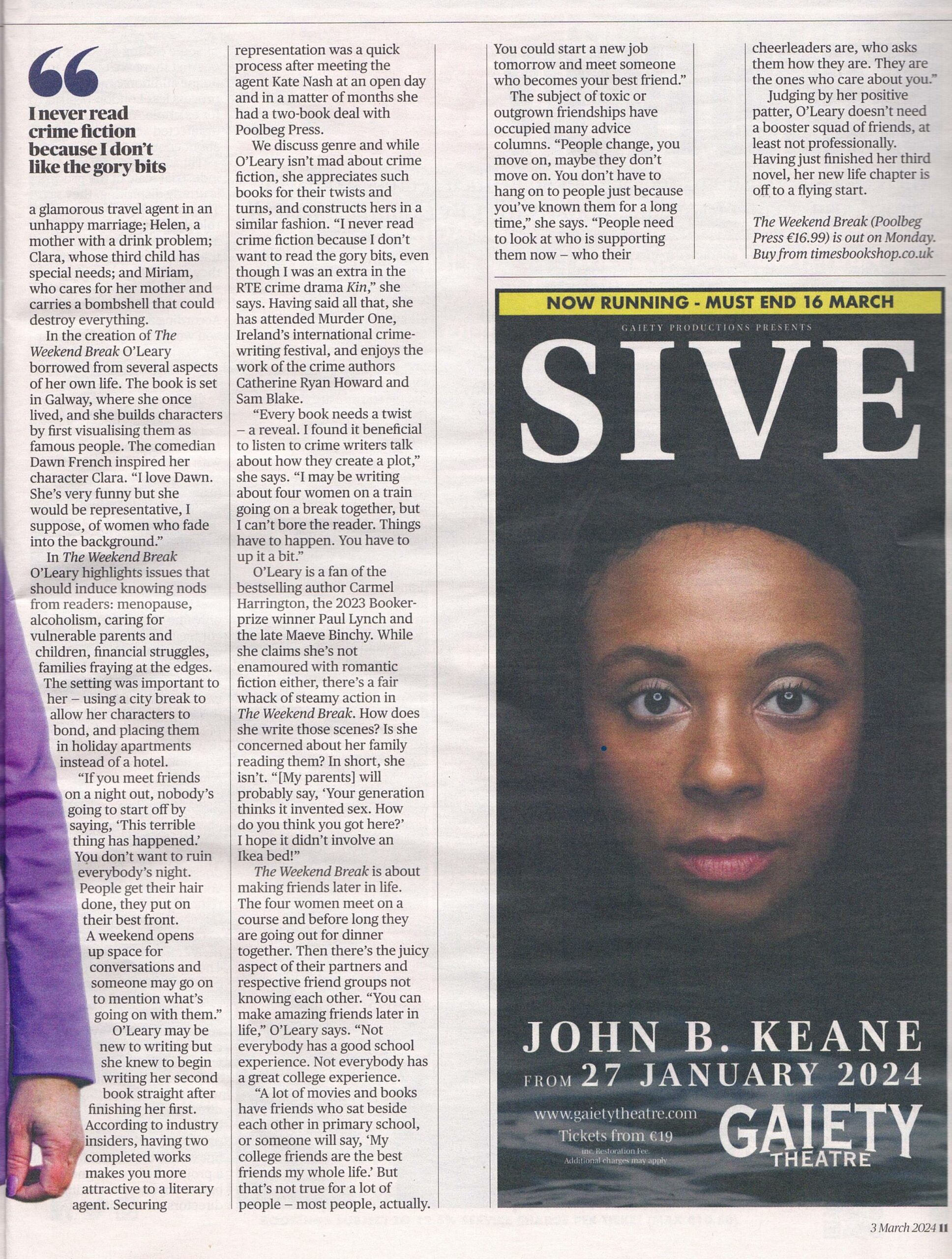 Ruth O'Leary - Sunday Times - March 3rd 2024 - P2